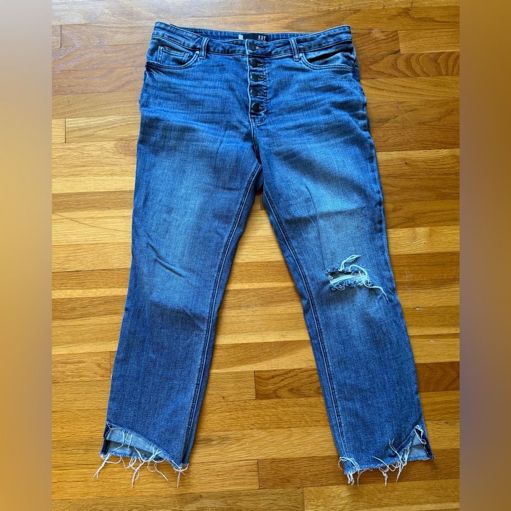 Kut from the Kloth Distressed Blue Ankle Jeans